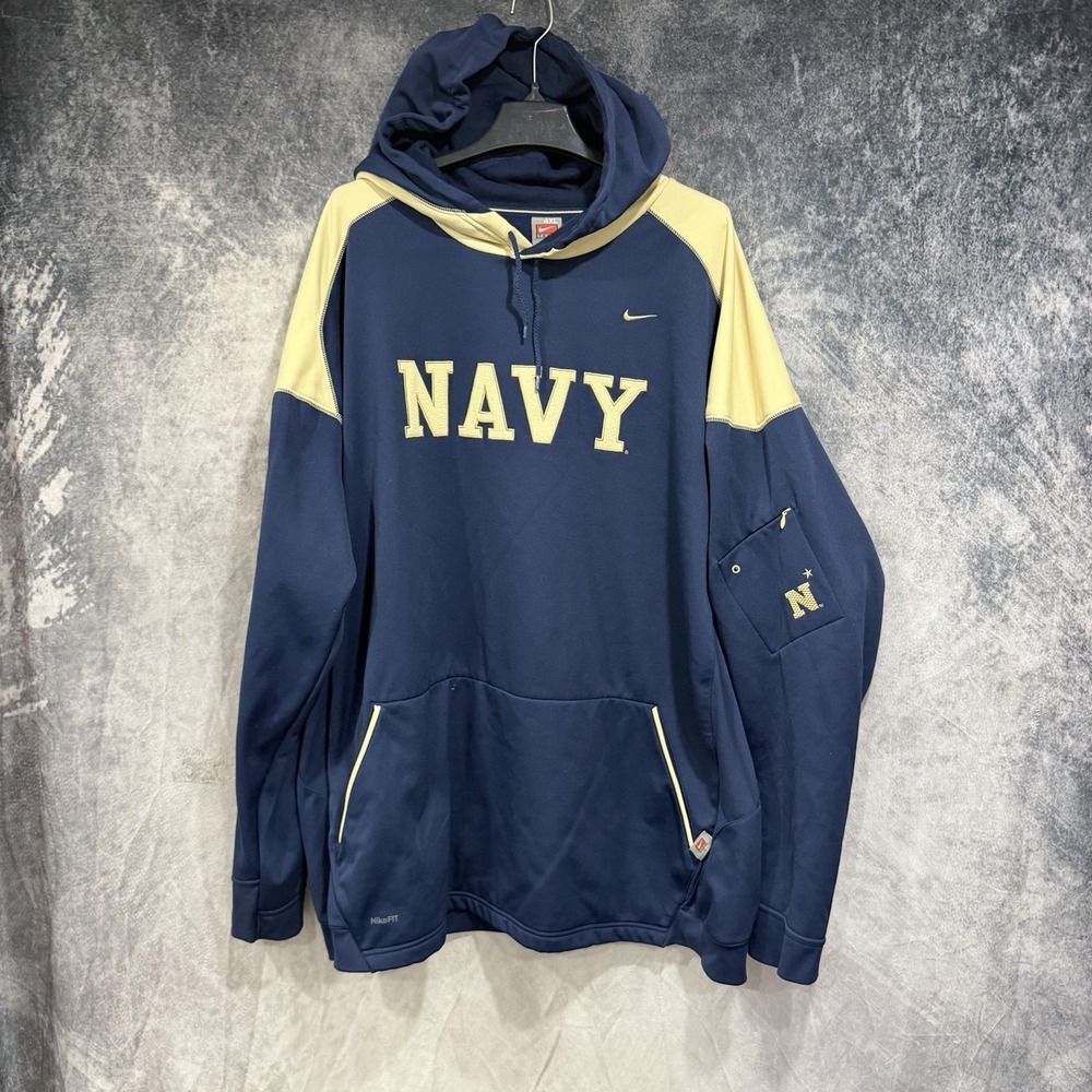 Nike Team Navy Midshipmen Hoodie Mens 4XL Blue Gold Pullover NCAA